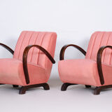 2 fauteuils art déco rose tchéquie des années 1930
