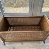 Baby cot in oak and caework