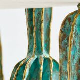 Brass cactus and parrot sculpture console Alain Chervet 1989