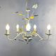 Vintage painted metal chandelier, foliage and flowers, 5 lights.