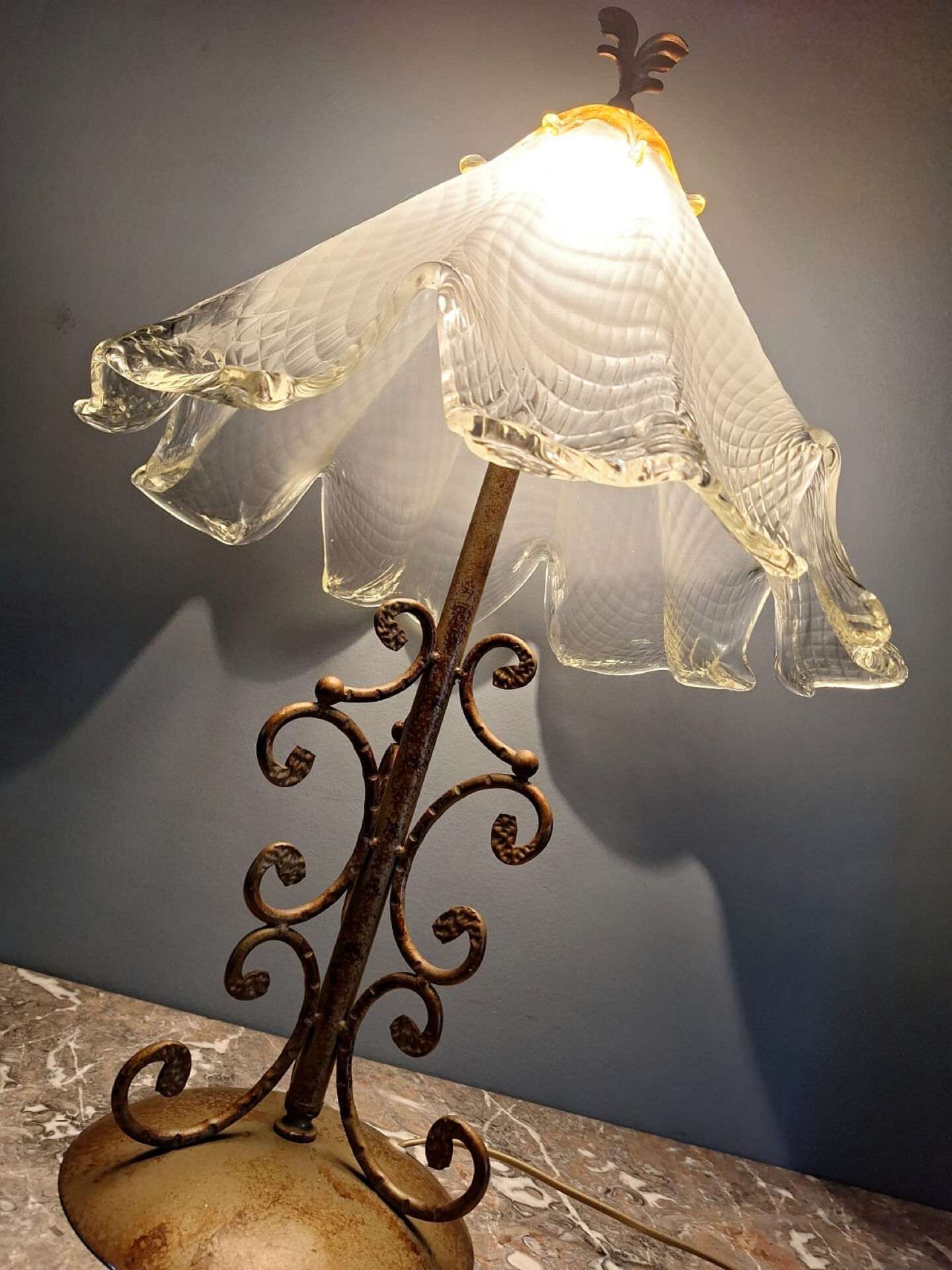 Large vintage Murano lamp, antique design light fixture.