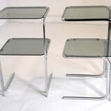 Pair of chrome bedside and 70s glass