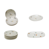 Ancien service en céramique gien primefleur – 17 pcs