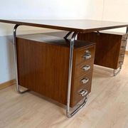 Vintage Bauhaus Oak Veneer Desk from Mücke & Melder, 1940s
