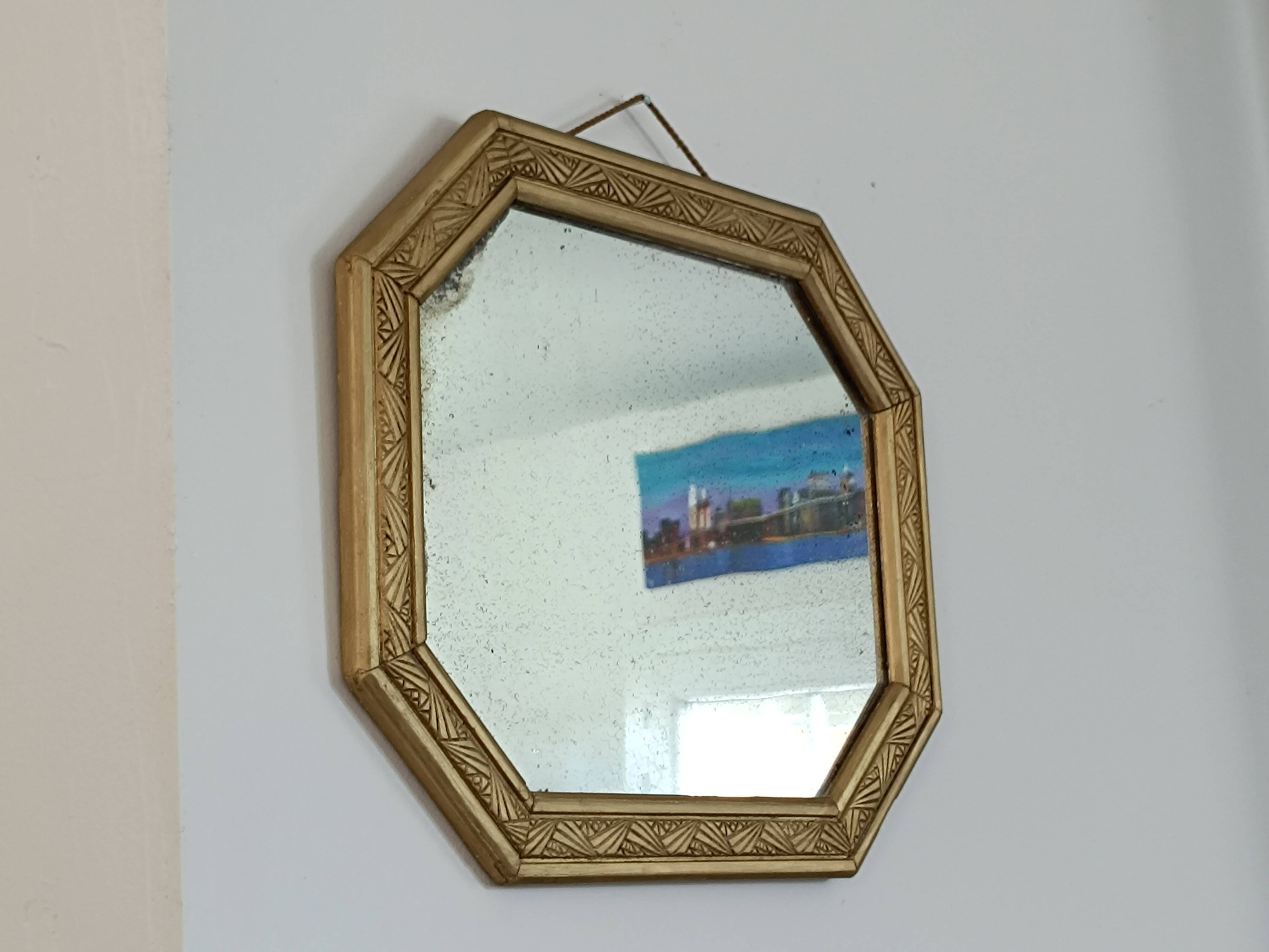 Small octagonal art nouveau mirror