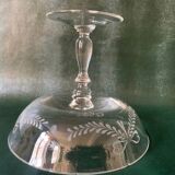Old compote bowl, standing bezel in engraved crystal circa 1900
