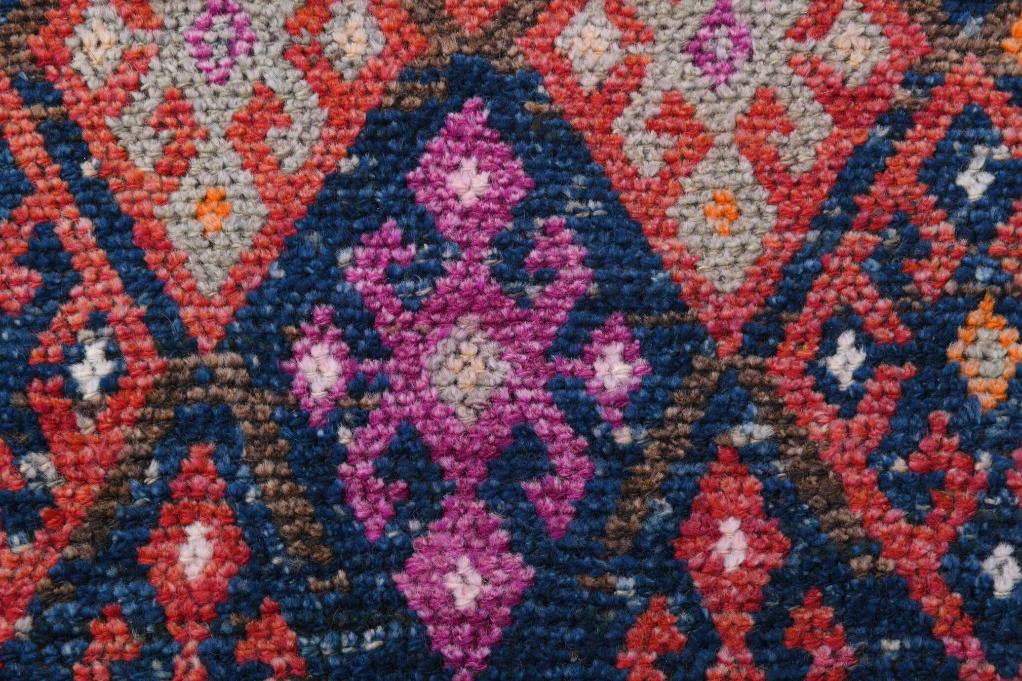 Red Navy Blue Turkish Runner Rug 76x283Cm SK 18873