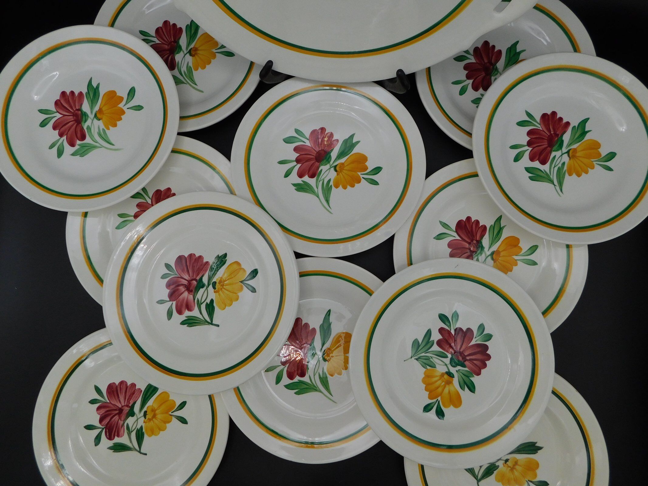 Digoin Sarreguemines cake dish and dessert plates