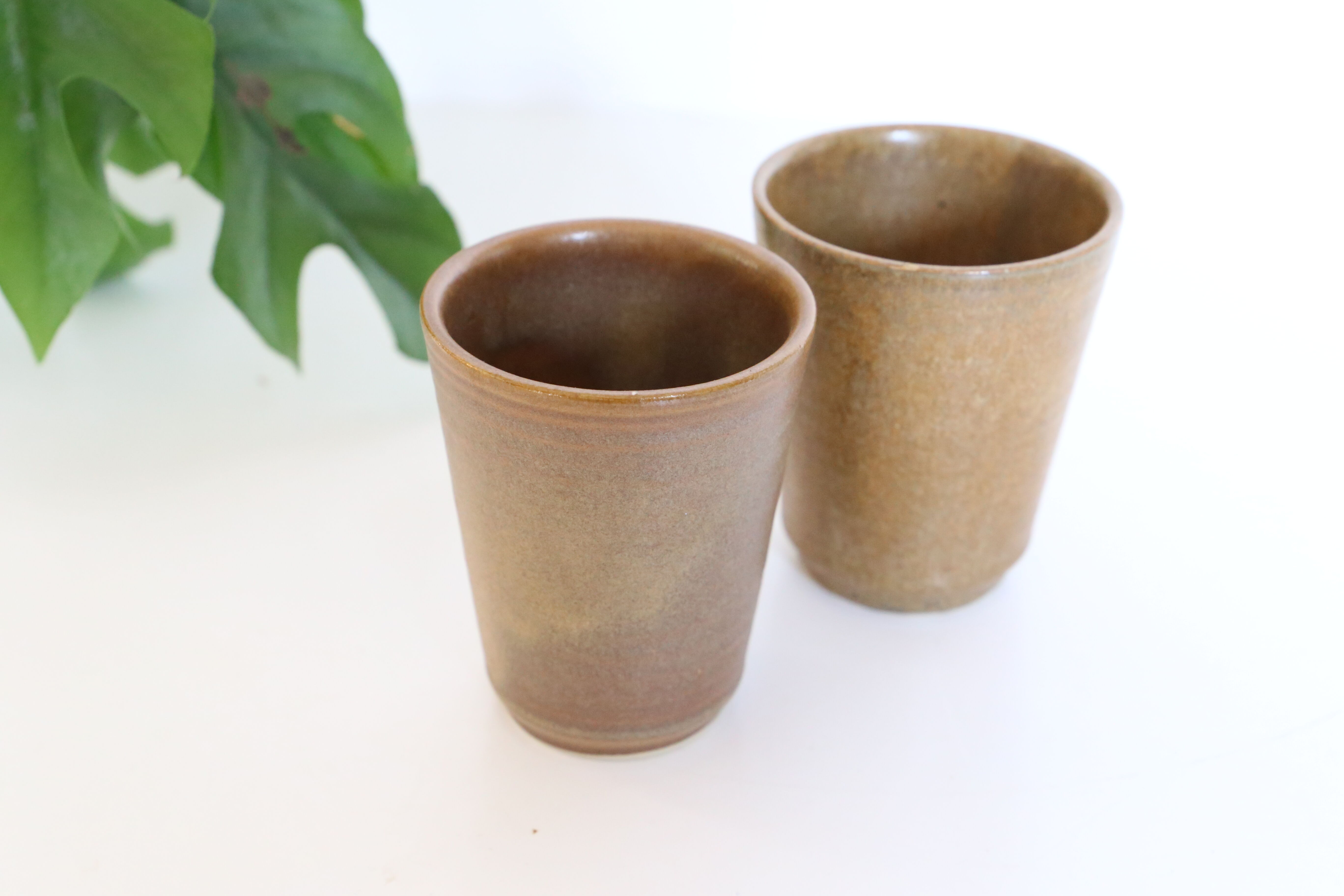 Set of 2 stoneware glasses, Digoin, vintage