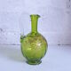 Small carafe and green glass drop glasses with rococo golden emailed decor