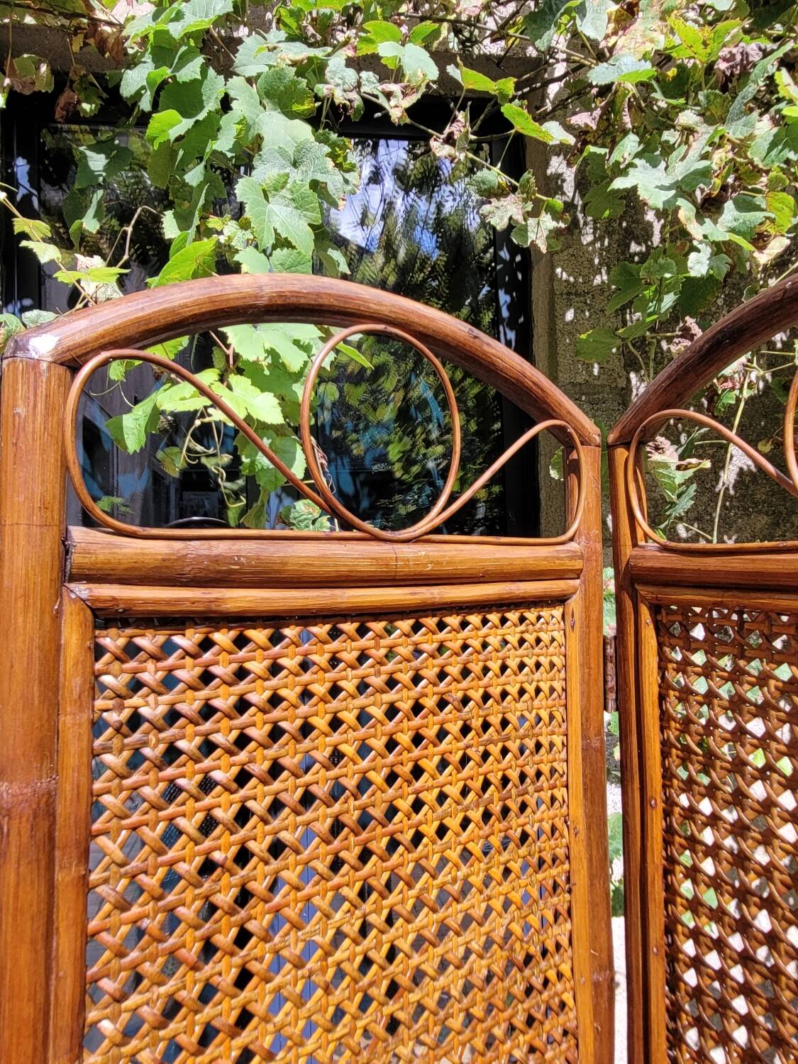 Wood and cane screen