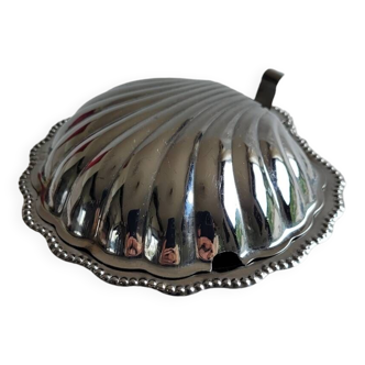 Butter dish / silver metal shell pocket
