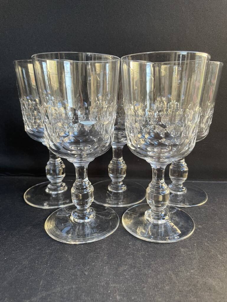 5 Blown and cut crystal water glasses – Art Nouveau
