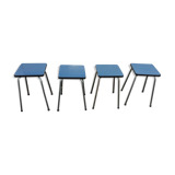 4 stools in blue formica 60s