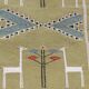 Traditional handmade multicolored green kilim carpet  68x102cm