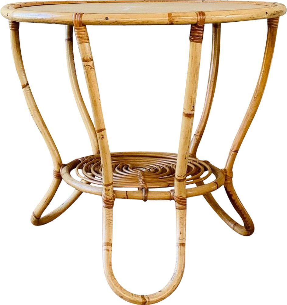 Rattan coffee table with range magazines, vintage circa 60's