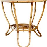 Rattan coffee table with range magazines, vintage circa 60's