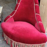 Fauteuil crapaud d'angle en velour époque Napoléon iii