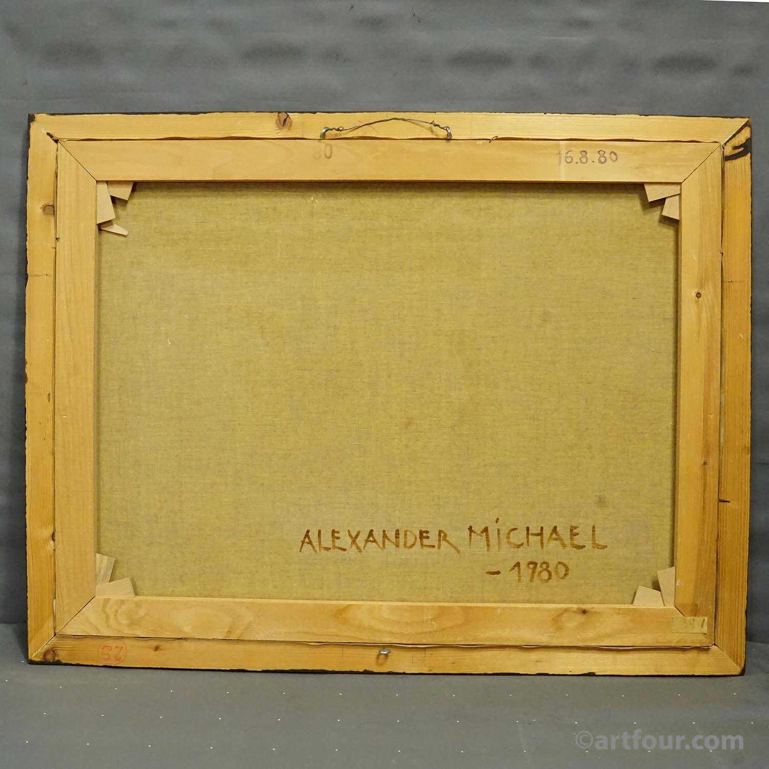 Oil painting by Alexander Michael – Begonias and geraniums, 1980