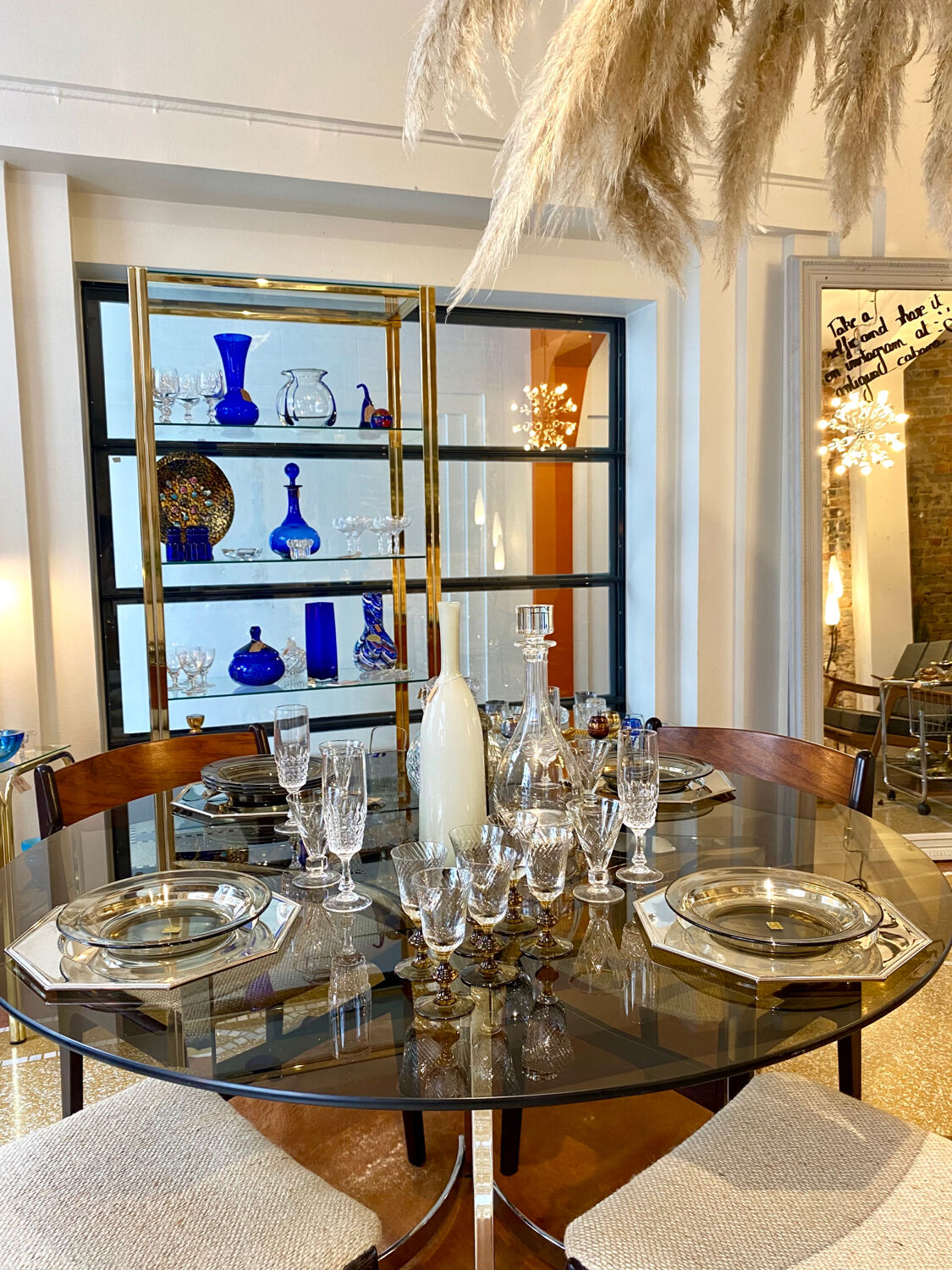 Round glass table, 1970