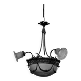 Superb Art Deco bronze chandelier, a mix of styles, circa 1930/50, 3 branches 4.