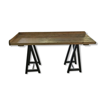 Antique Hungarian Primitive Kitchen Butchers Block Work Bench, circa 1900s