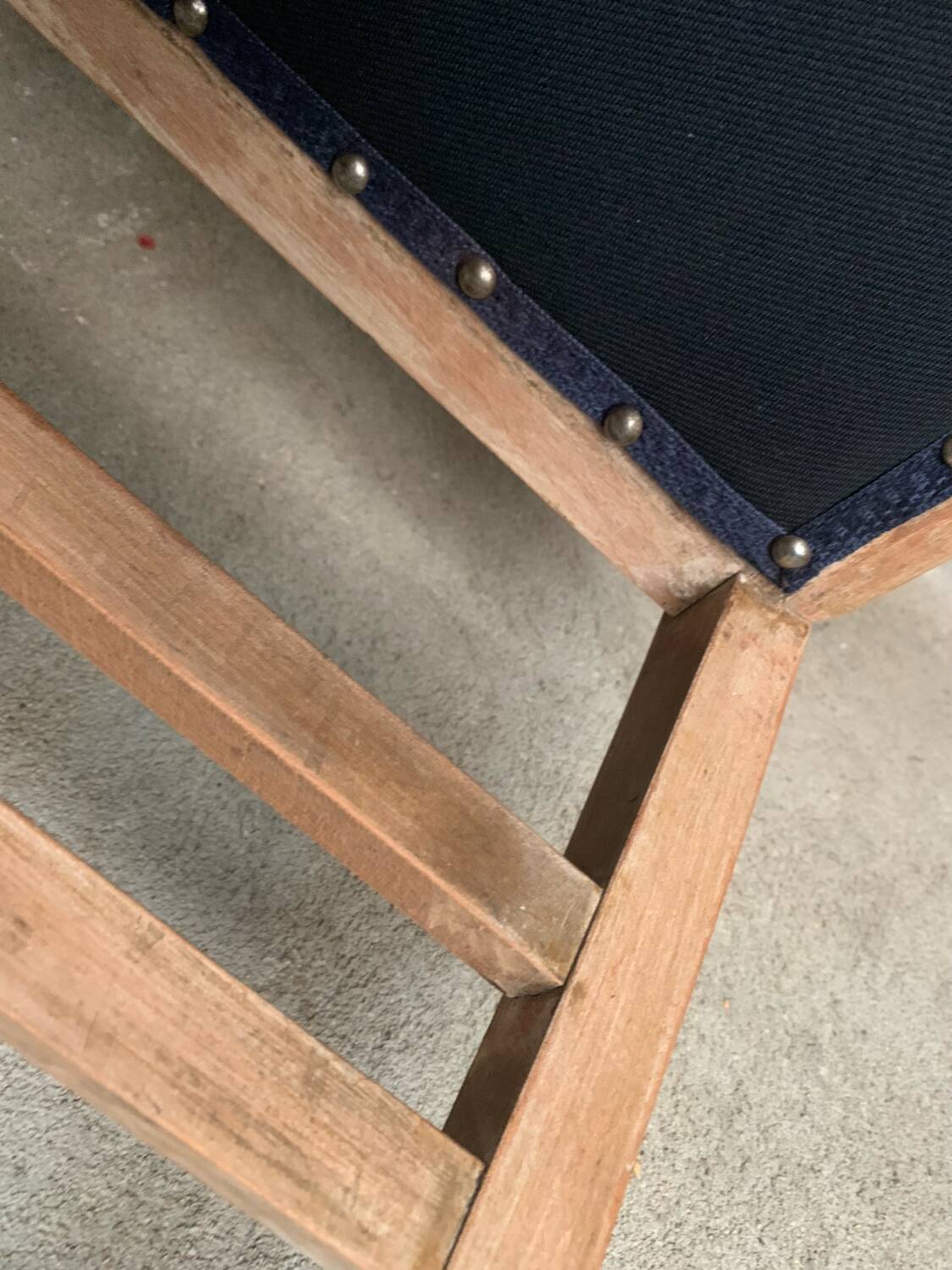 Vintage wooden and navy chair