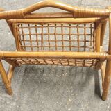 Seventies bamboo magazine rack