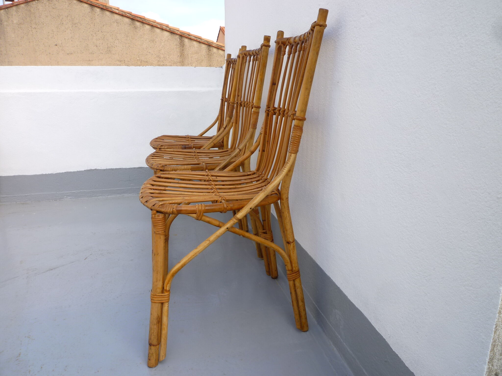 4 rattan chairs 50-60's
