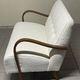 Canapé des années 1940 en bois et tissu bouclé, production italienne