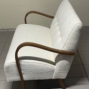 1940s Sofa in Wood and Boucle Fabric, Italian Production