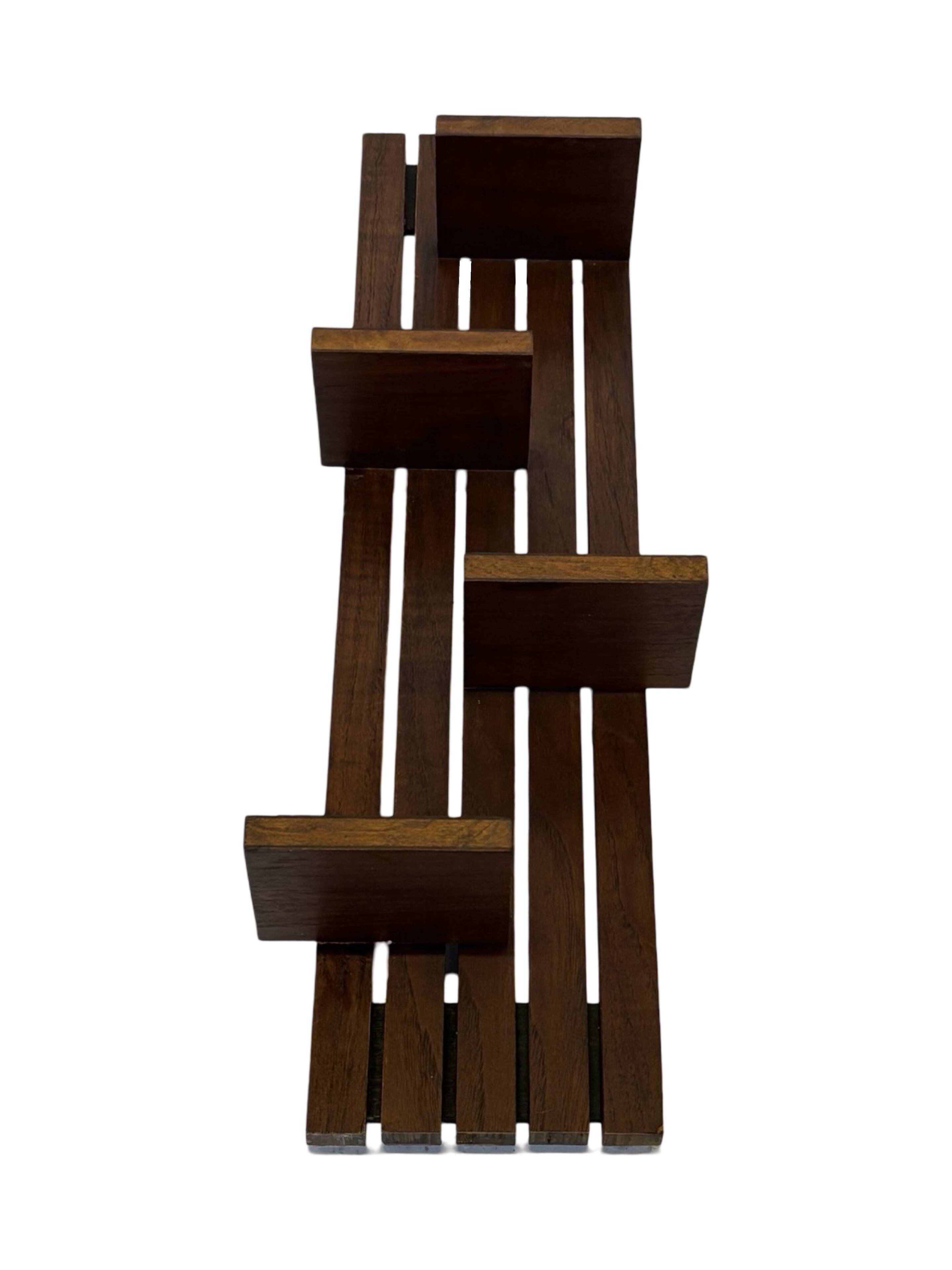 vintage wall shelf plant support, decoration oak wood