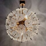 Val Saint Lambert crystal sputnik gold chandelier , 1960’s