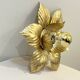 Masca 1970s 1980s Hollywood Regency Gold Leaf Metal Flower Wall Sconce