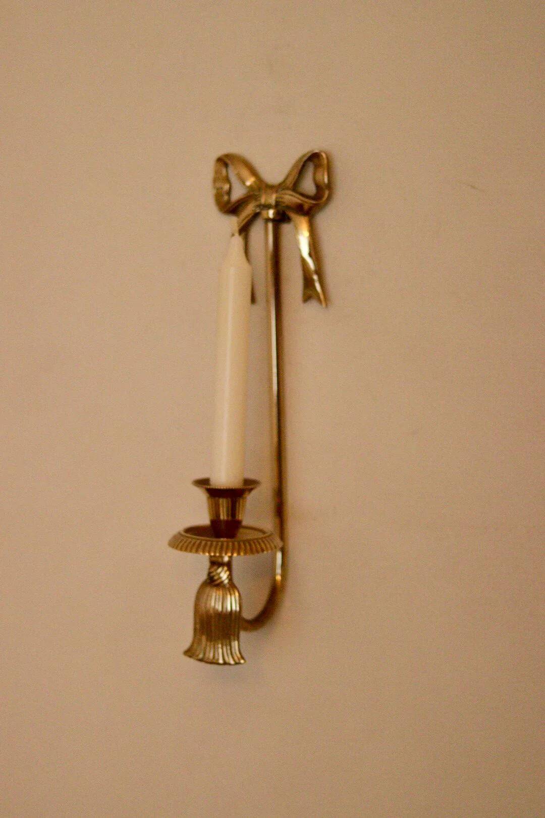 Grande applique murale vintage en laiton avec nœud