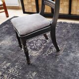 Table set and 6 solid pine chairs repainted and patinated black