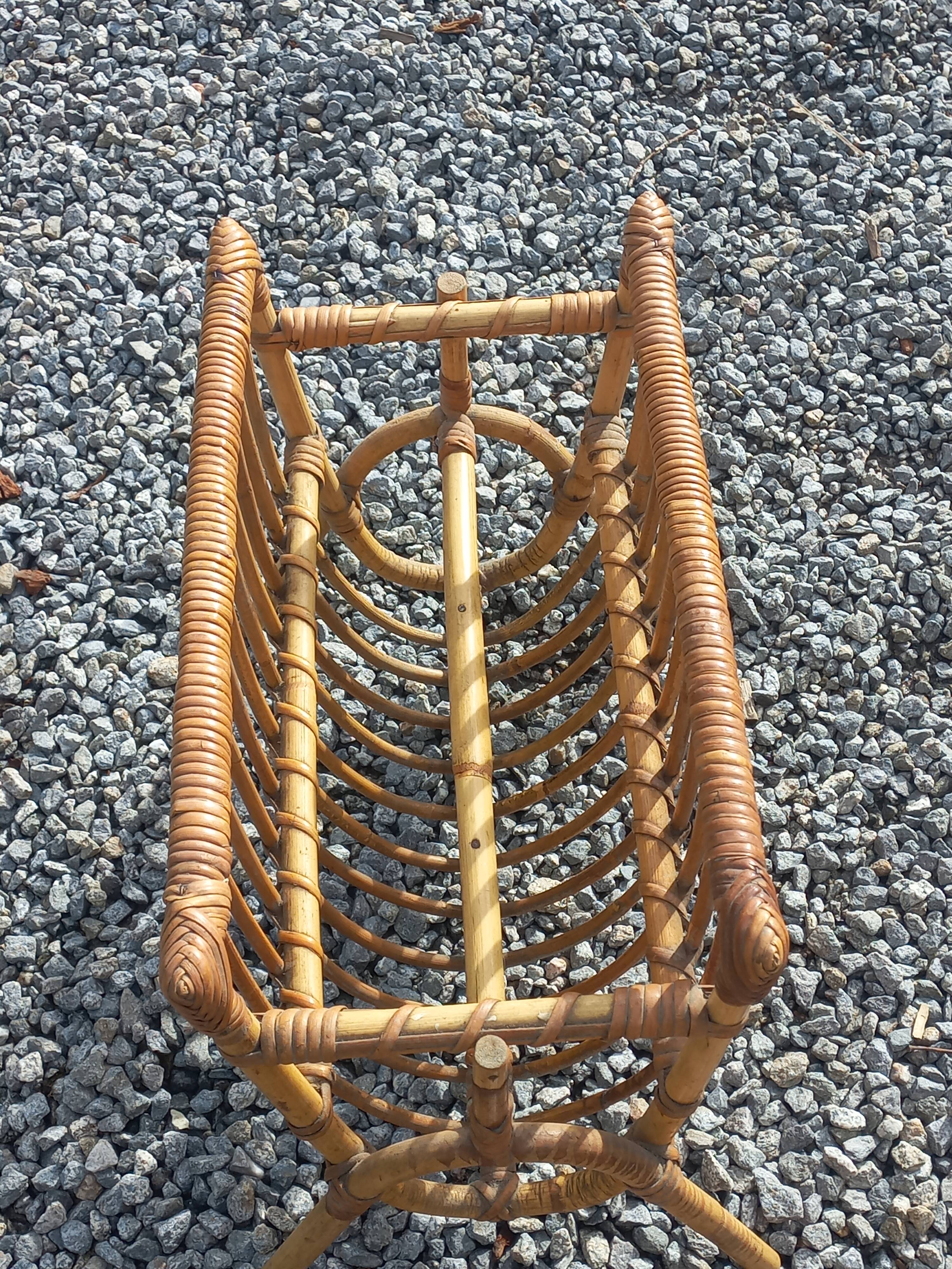 Set of 2 rattan magazine racks from the 1970s.