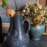 19th century grapes barbotine pitcher