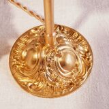 Vintage tulip and brass globe-laying lamp