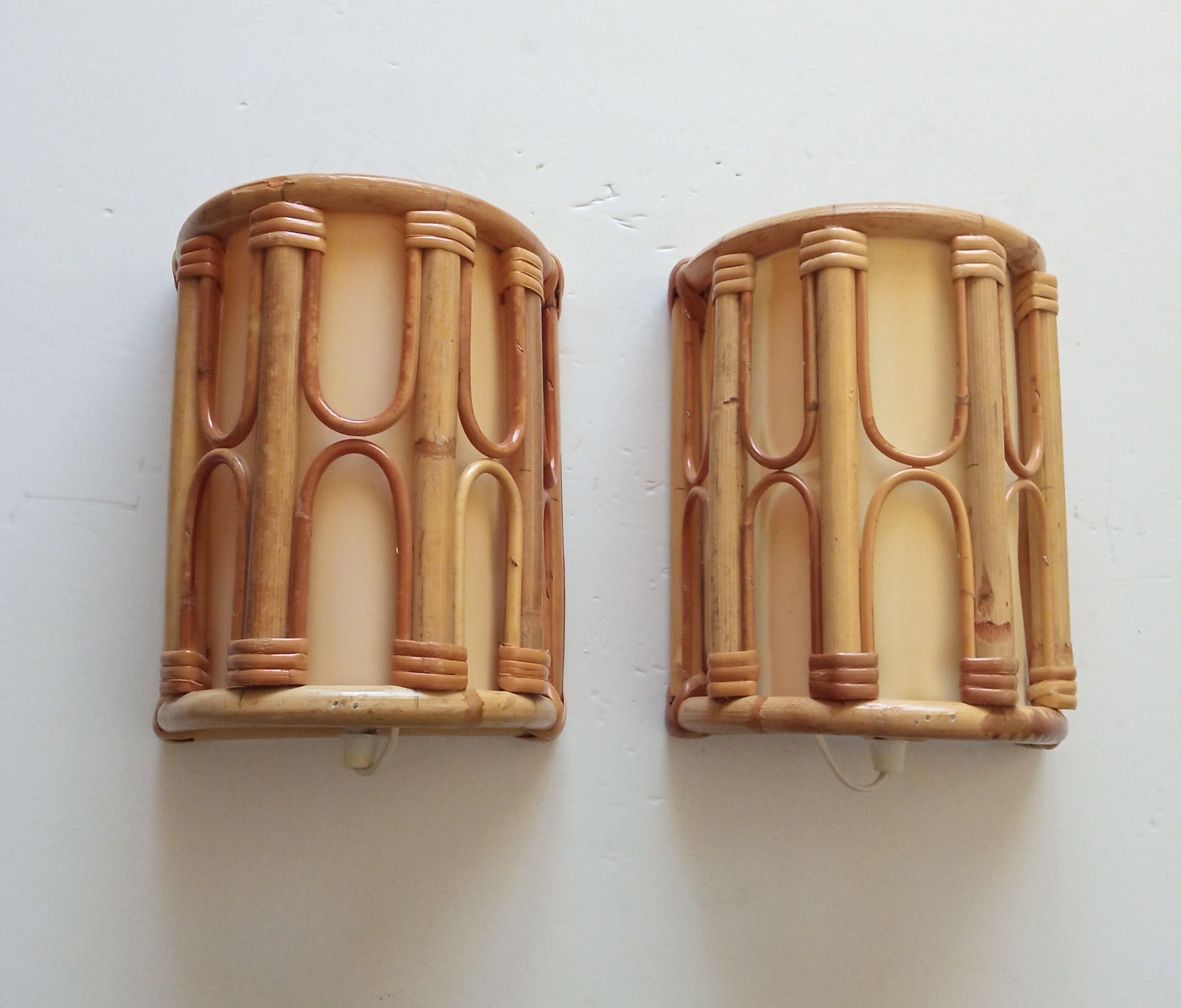 Pair of bamboo sconces
