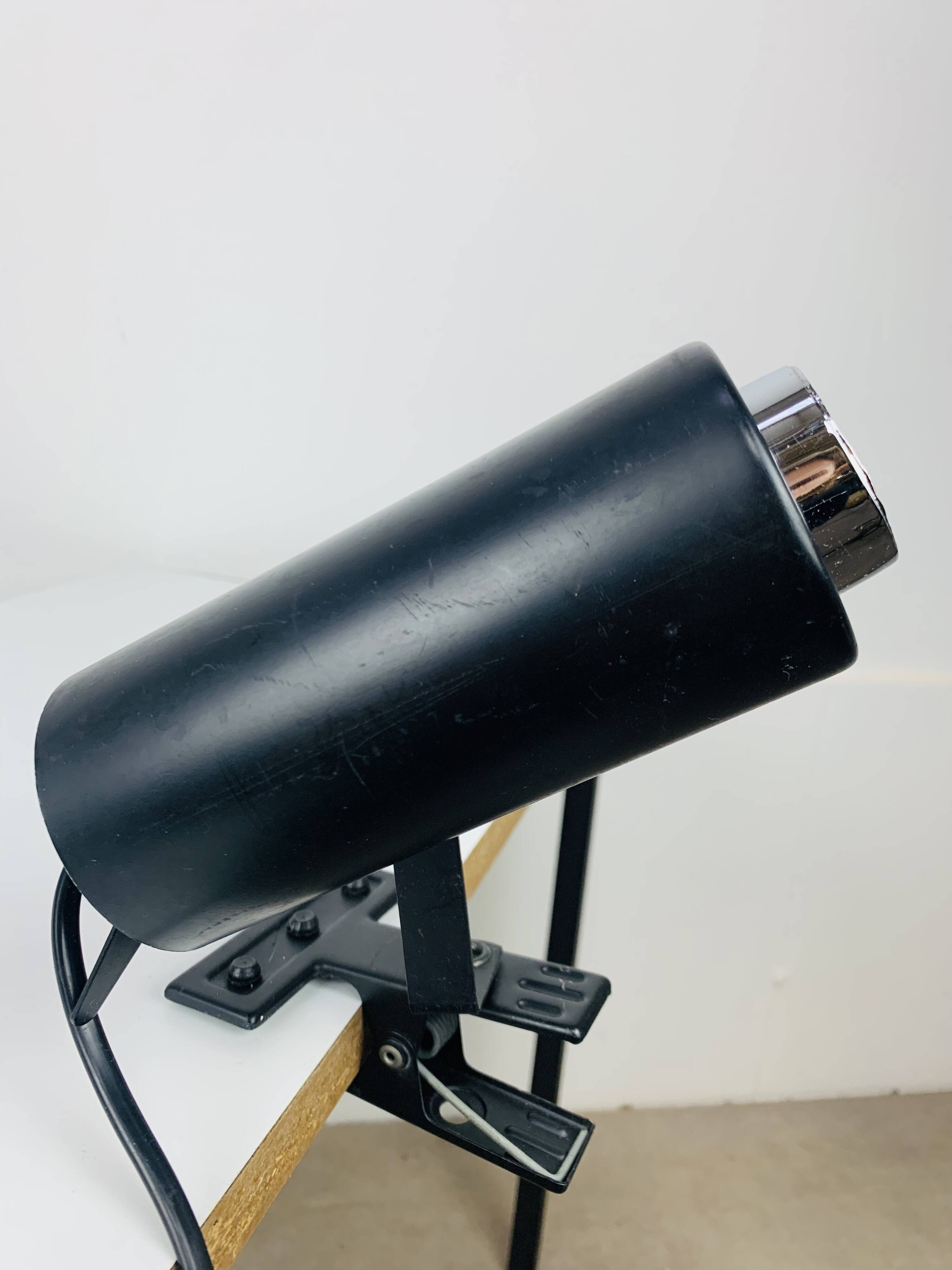 Vintage black metal clamp spotlight