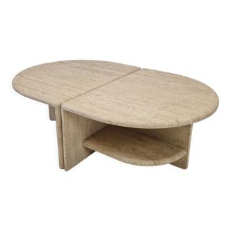 Italian Coffee Table in Travertine, 1980s