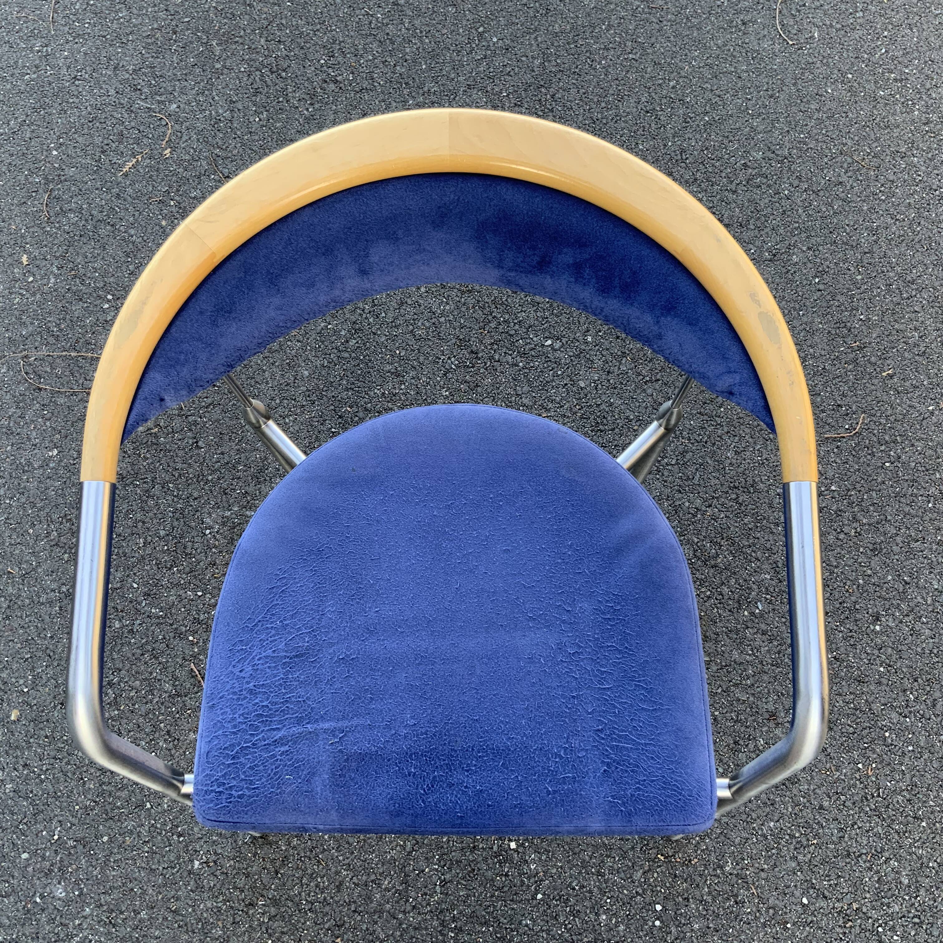 4 scandinavian design seats 1990s stainless steel and wood