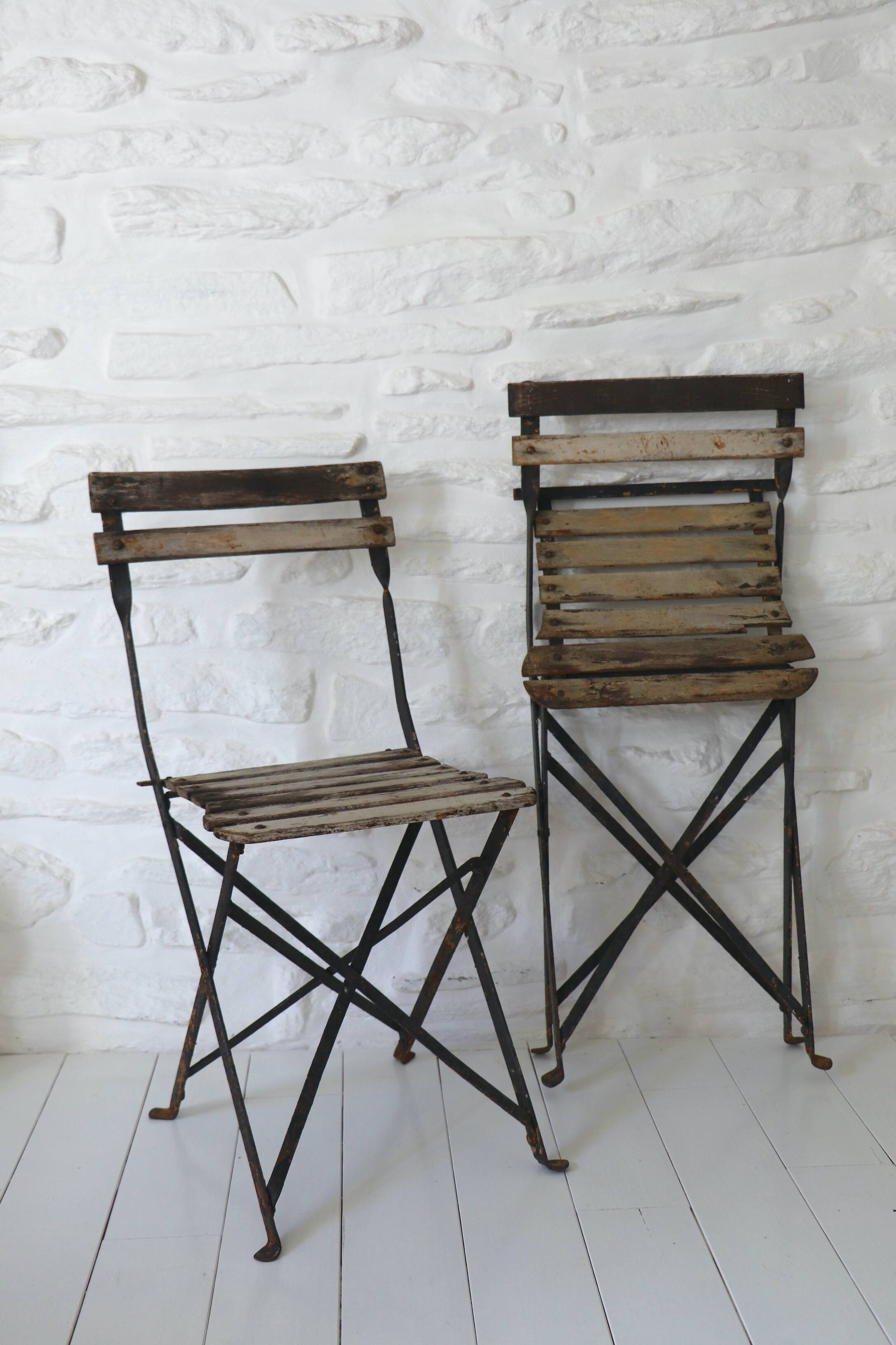Pair of 20th Century Folding Slatted Garden Chairs