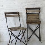 Pair of 20th Century Folding Slatted Garden Chairs