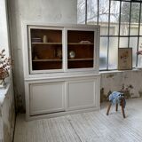 Library showcase ivory white sliding doors