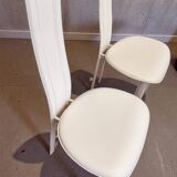 Set of 4 Cattelan Italia white leather chairs from the 1980s, vintage Italian design