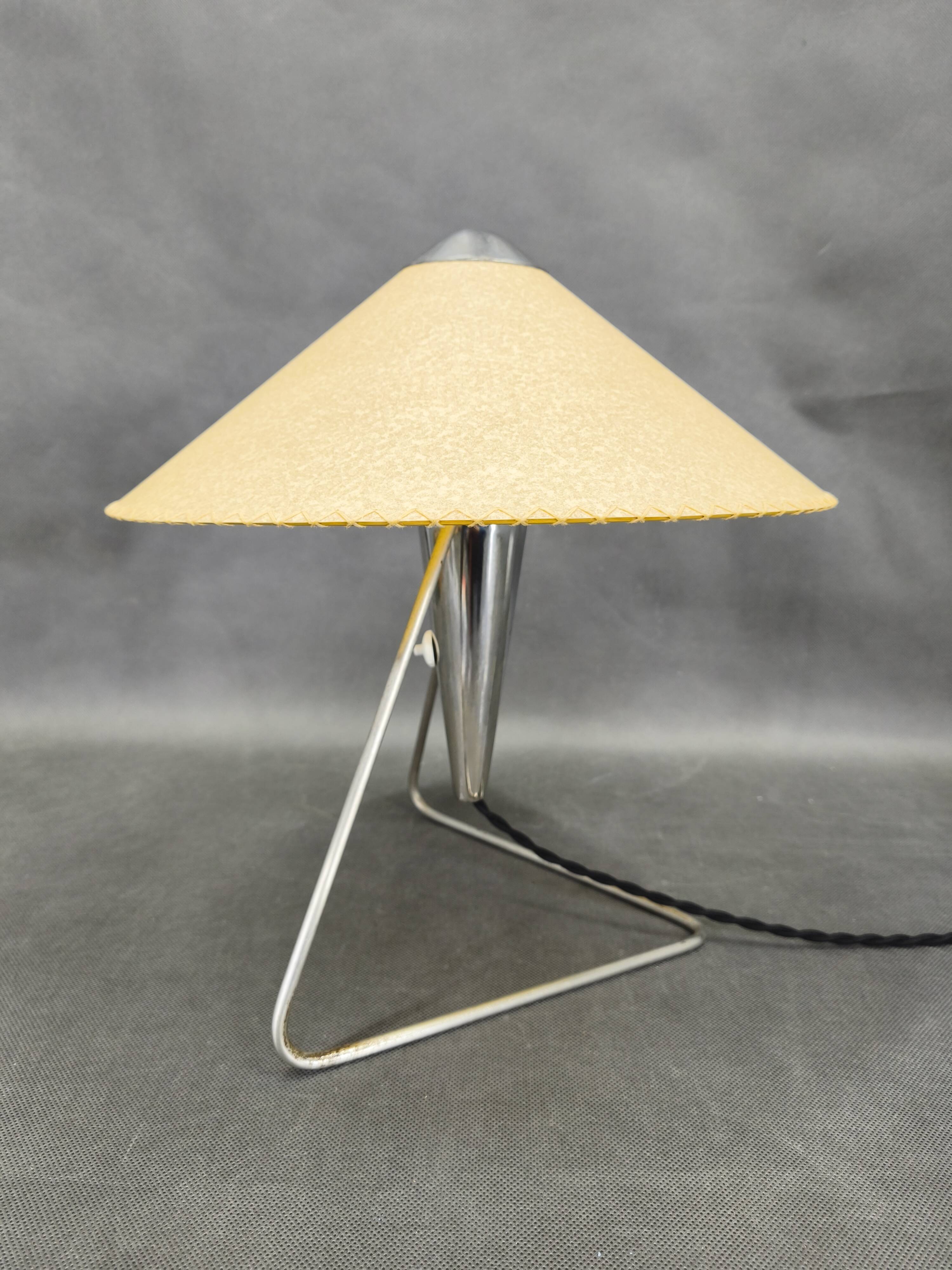 Helena Frantova Table Lamp 1960s Chrome Paper Shade
