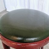 Vintage Irish Pub Stool: Green Leather Seat, Bentwood Thonet Style