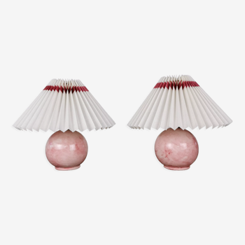 Pair of lamps and pleated lampshades